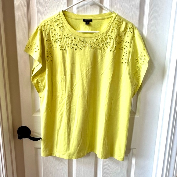 ⭐️ NWT Ann Taylor Eyelet Cap Sleeve Tee Scoop Neck Size XL - Picture 5 of 14